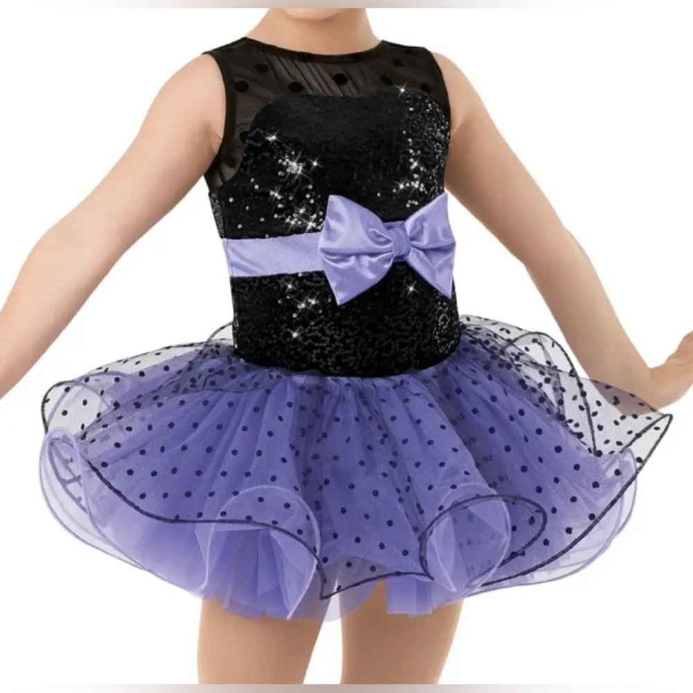 3/$50 Weissman Purple & Black Polkadot Dance Costume